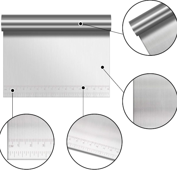 Deigkortssett, 3 stk. rustfritt stål deigkuttere, plast deigskrapekort kakekort, deigkutter for kaker, pizza, brødskjæring, kjøkkenutstyr