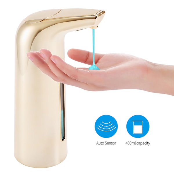 Automatisk, Tvåldispensator, Beröringsfri, Golden, 400ml, White white