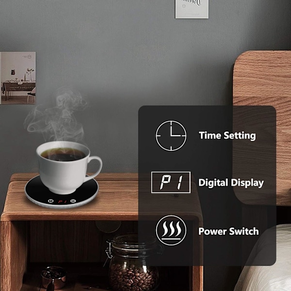 Kaffekopvarmer, Smart Kopvarmer til Skrivebord Drikkevarmer med 2 Temperaturindstillinger Automatisk Afbrydelse Elektrisk Tevarmer & Lysvarmerplade til White