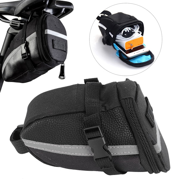 Bicycle Saddle Bag Polyester Bike Seat Bags Under Seat with Reflective Strip for Cycling