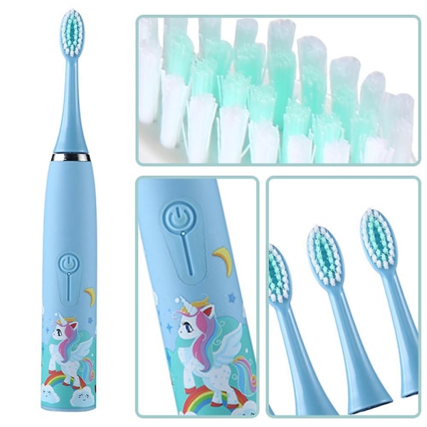 Elektrisk tandbørste til børn med 6 børstehoveder, Ipx7 vand