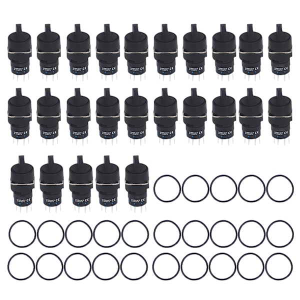 25 stk. Knapskontakter 3 niveauer Selvspændende Rund Rotationsvælger med Lys BEMLA1622XD/31YR(AC220V )