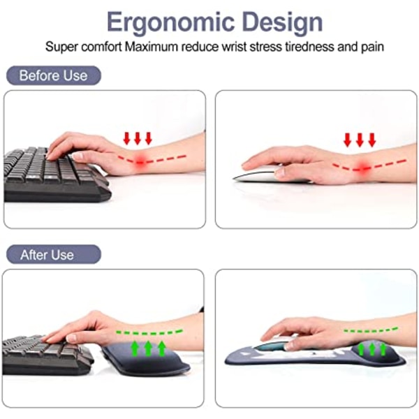 Tastatur musematte håndleddsstøtte, gel ergonomiske musematter for datamaskin