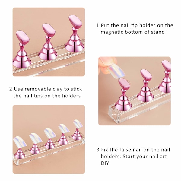 Magnetisk Negletips Holder, Skakbræt Stativ, Neglekunst Display Stativ, Fleksibel til Hjem Nem at Afmontere til Salon Nem at Installere