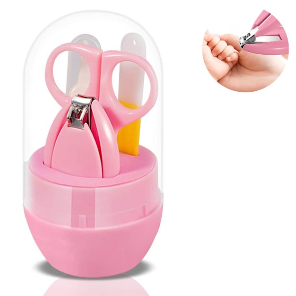 Baby Nagelsats med Transparent Lock, 4-i-1 Babyvårdssats, med Baby Nagelklippare, Sax, Nagelfil och Pincett, Baby Nagelsats för Nyfödda