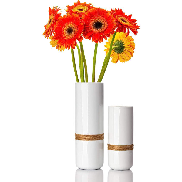 Hvide blomstervasesæt - Elegante hvide vaser til indretning med