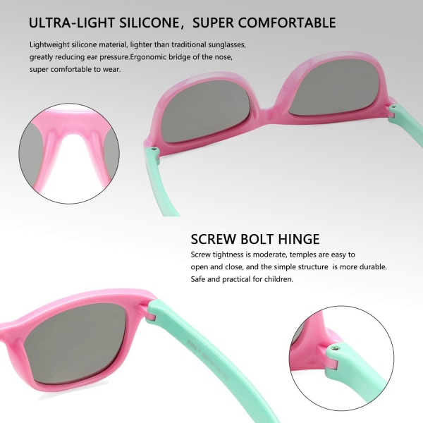Børne polariserede solbriller TPEE gummi fleksibelt stel til drenge Gi