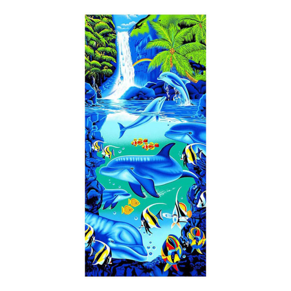 Strandhåndklæde til piger, badehåndklæde med delfinprint, 150*70CM pool