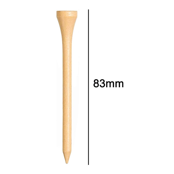 Golf-tees i bambus 70mm 83mm sett verdi 120 stykker, lange tre golf-tees hardved driver rekkevidde naturlige, premium holdbare lignum tee (tre farge, 83 mm)