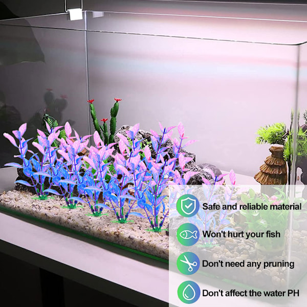 Akvarieplante plastik kunstig fisketank plante dekoration sæt af 10 stykker