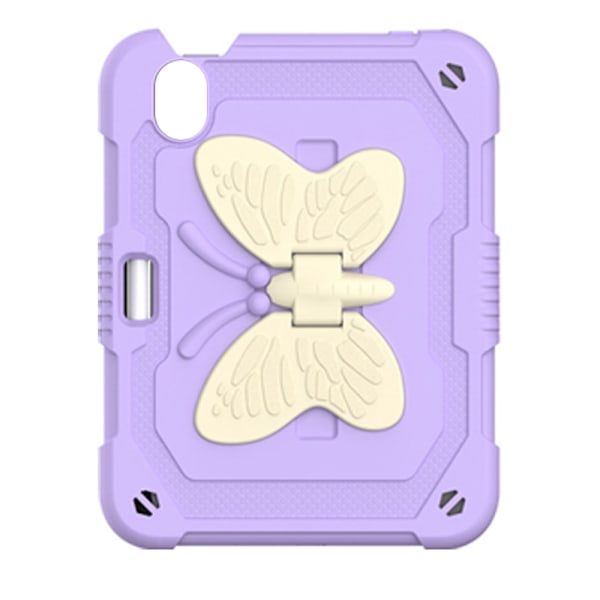 Compatible With iPad iPad Mini 6 （2021）with Kickstand Butterfly Wings Pencil Holder, Hard Rugged Elegant purple