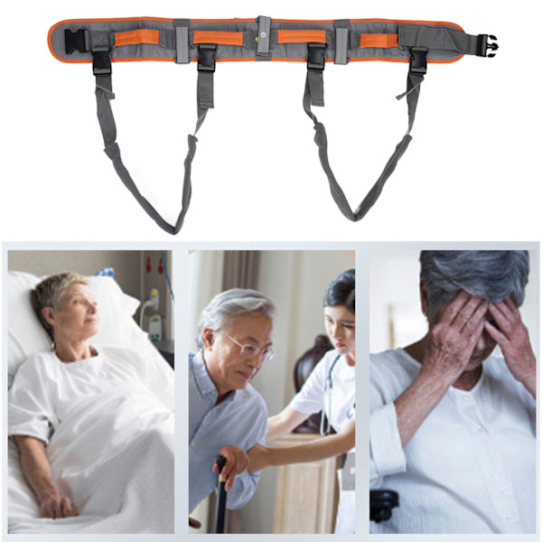 Transfer Gait Belt Geriatrisk Säkerhet med Lång Rem Lyft Assistans Enhet för Vård Vuxna L 90cm / 35.4in