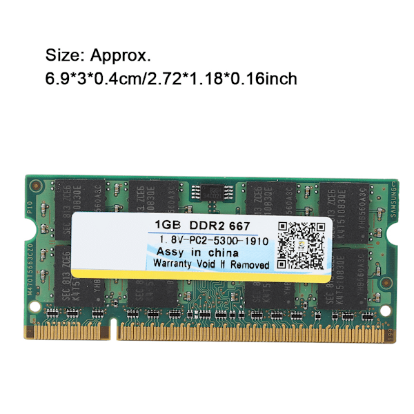 Xiede DDR2 667 1.8V 1GB minnesmodul RAM-modul helt kompatibel med bärbar dator