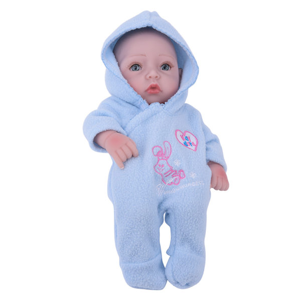 Mini Reborn Baby Doll Lifelike Full Body Soft Silicone Realistic Bath Toy Boys Girls Gift(Blue)