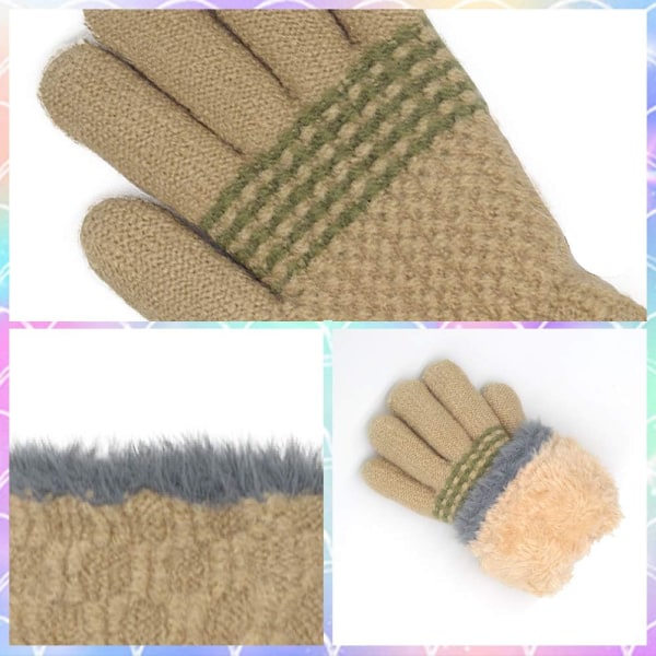 Winter Gloves for Boys Girls - Kids Warm Knit Thermal Cable