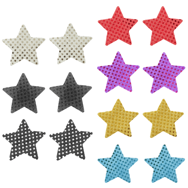 7 par brystvortedeksel Stjerne paljettbrystblader i flere farger