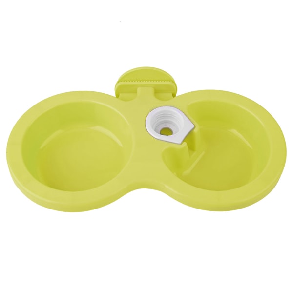 Pet Cat Dog Puppy Double Bowl Hanging Food Water Feeder For Crate Cage Small(Green)