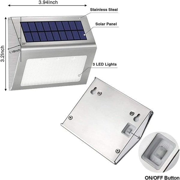 8-pack uppgraderade Solar StepLights utomhus, trådlös LED-däcksljus