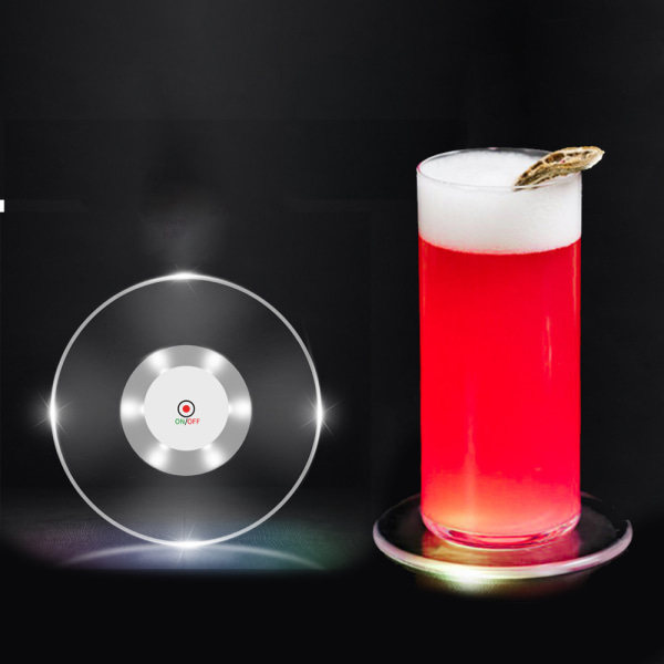 6 STK Krystal tynde LED-underlag til drinks, 3,9'' skridsikre