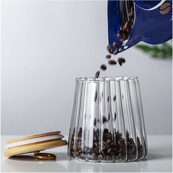 Glass kaffenøtter Beholder Lufttett oppbevaringskrukke Kronblad
