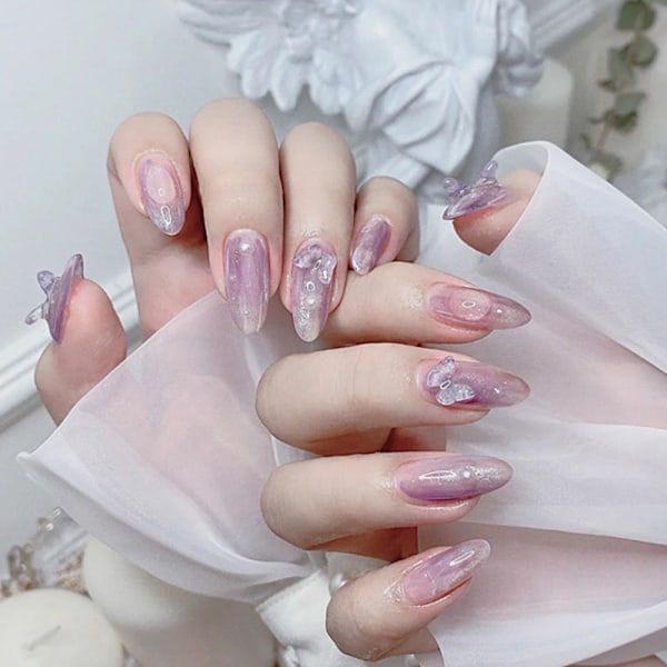 3D Neglekunst Nail Butterfly Rose Neglekunst Charms Farverige Neglekunst Glitter med Rhinestone Faux Pearl Negleklistermærker til Piger DIY Smykker Blomster Grøn