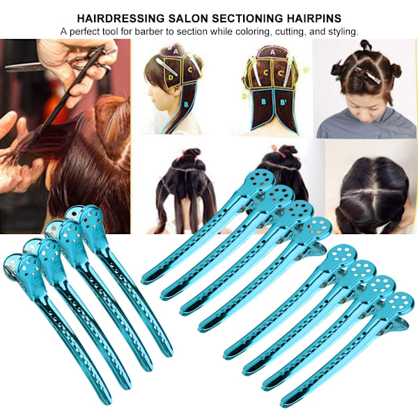 12pcs/Box Hair Styling Clips Hairdressing Salon Sectioning Hairpins for Salon Styling Blue