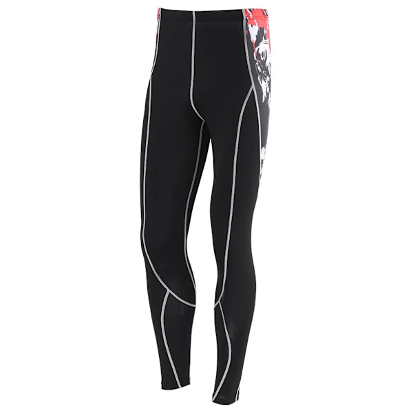 Unisex Sports Gym Cykling Løbe Fitness Leggings Bukser Træning Atletiske Bukser Grå&Rød M