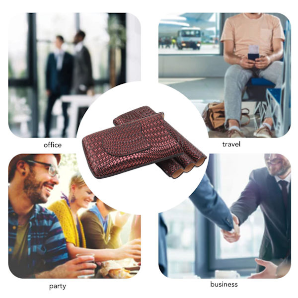 3 Finger Cigar Etui Flettet Mønster Bærbar Rejselæder Cigar Humidor Etui Rygning Tilbehør Lilla