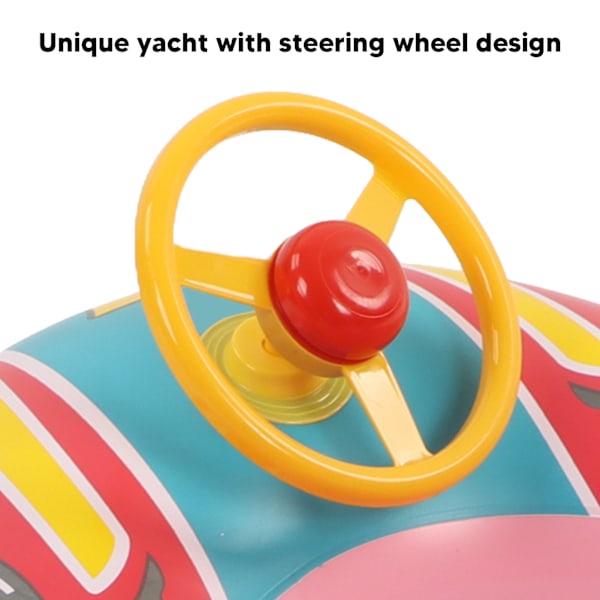 Yacht Pool Float Oppustelig Yacht Styrehjul PVC Anti Lækage Benhul Toddler Svømme Float til Svømning Sommer Rød Bund