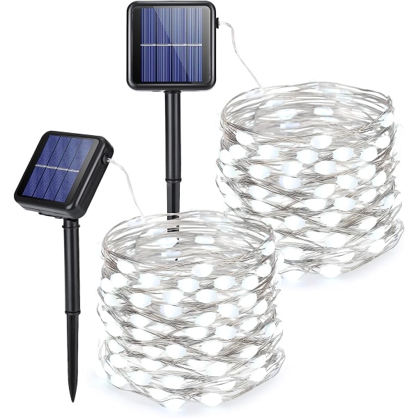 Solar String Lights [2 Pack] Hver 32ft 100 LED Solar Fairy Light