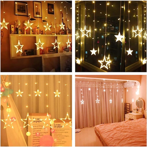 12 stjerner 138-LED-lys - Fjernkontroll Star Curtain Fairy