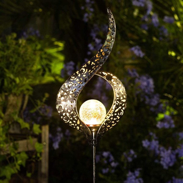 Utomhus solar Lights Garden Crackle Glass Globe Stake Lights, Wat