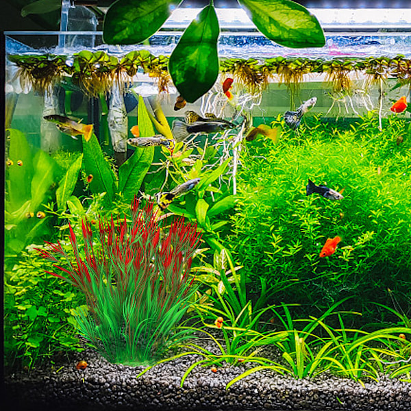 3 stk. Akvariedekoration Akvarie Landskab Akvarium Plast Simuleret Vandgræs Falsk Vandgræs Mellem Scene