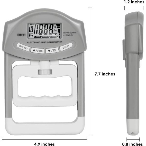 Digital handdynamometer, mätare för greppstyrka, auto