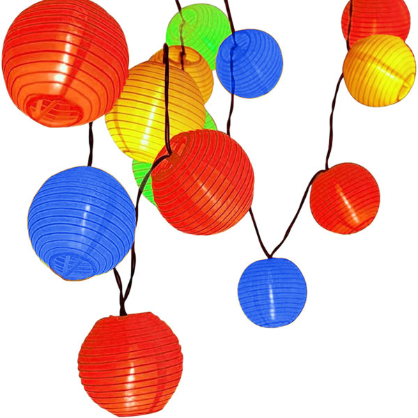 Nylon lanternelys 11 fot med fargede trykte lys