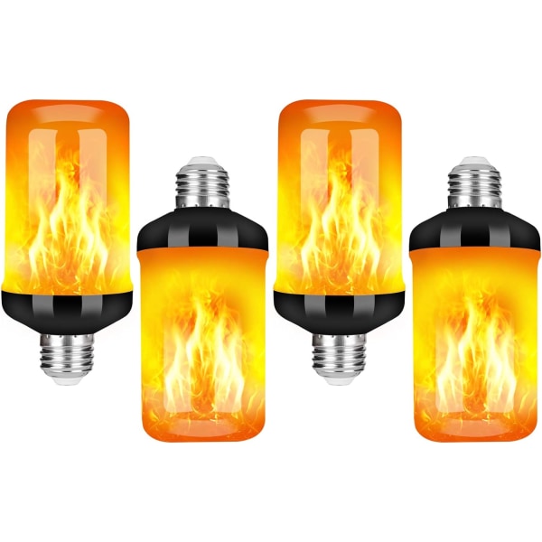 Opgraderede LED-flamme-pærer, 4-tilstande flimrende lyspære med omvendt effekt, E26 base-brandpære