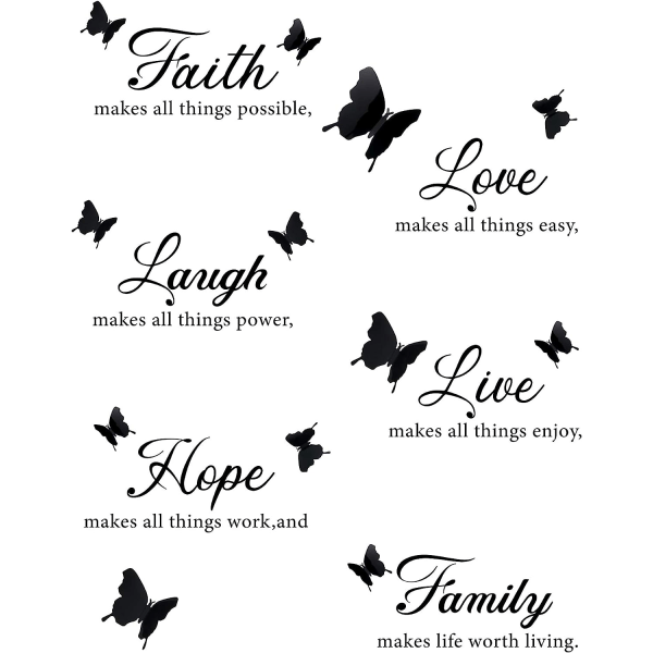 6 delar Faith Hope Love Laugh Family Live Wall Decal Sticker
