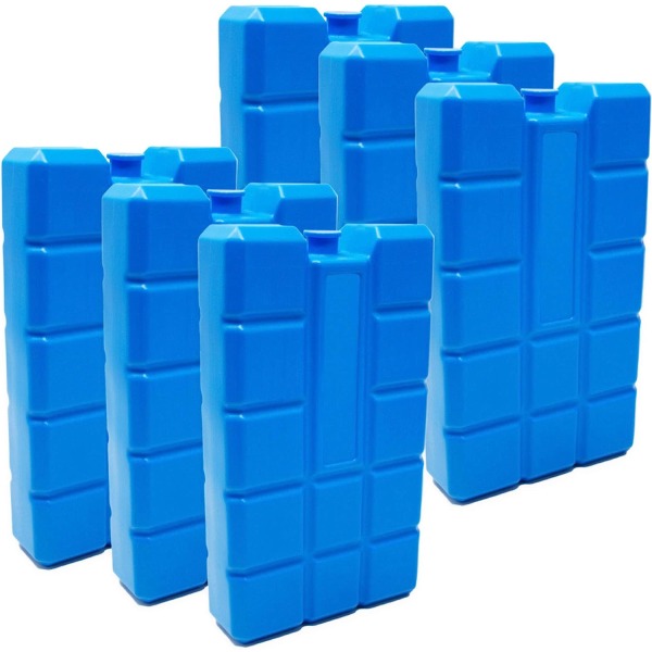 Sæt med 6 isposer med hver 400 ml, 6 blå køleelementer