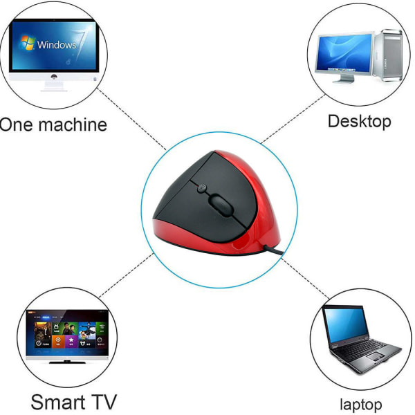 Kabelansluten vertikal mus, liten ergonomisk mus med hög precision