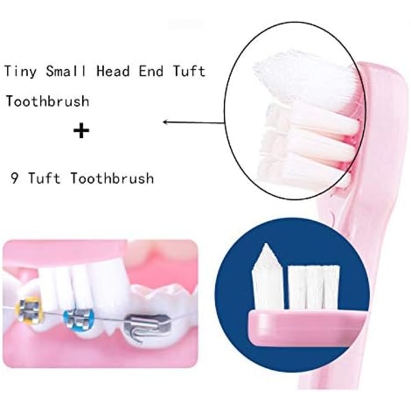 4 stykker tuft tannbørste Tiny Small Head End tuft tannbørste,