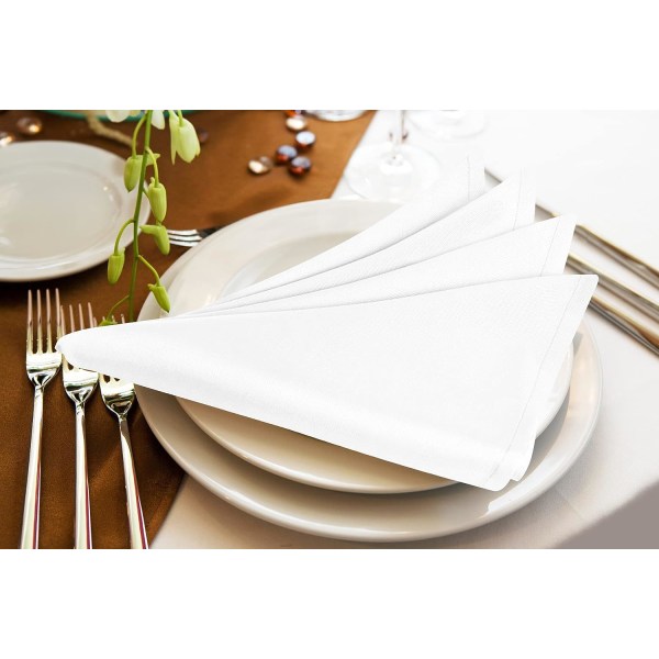 Tygservetter [24-pack, vit] - 43 x 43 cm, 100% polyester, kantade, tvättbara, passar fest, bröllop, middag