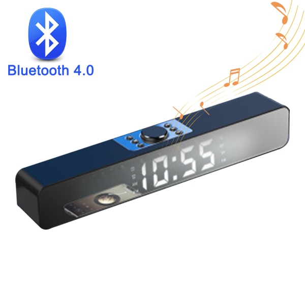 USB trådløs Bluetooth-minihøjttaler med ur, Sound Bar Dual