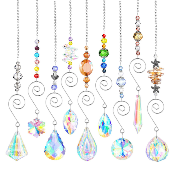 9 st Hängande Suncatcher Beads Crystal Prism Pendellampa