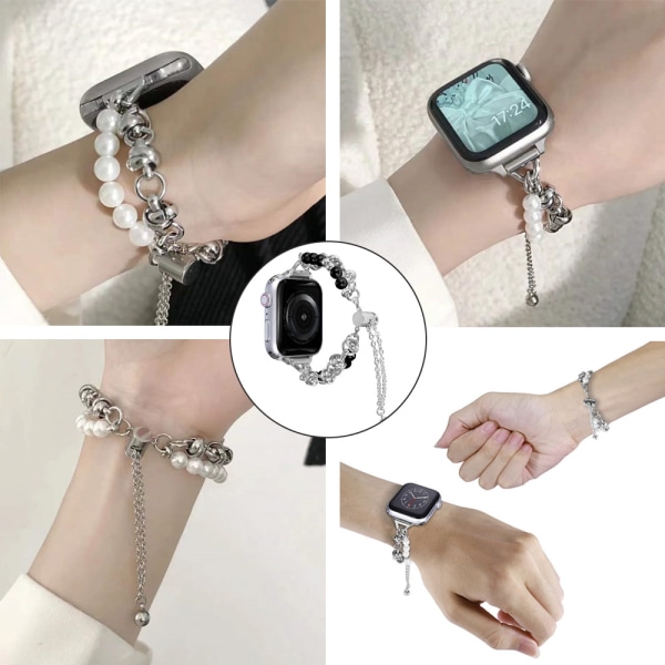 Gäller Apple S8 watch pärla rostfritt stål metall