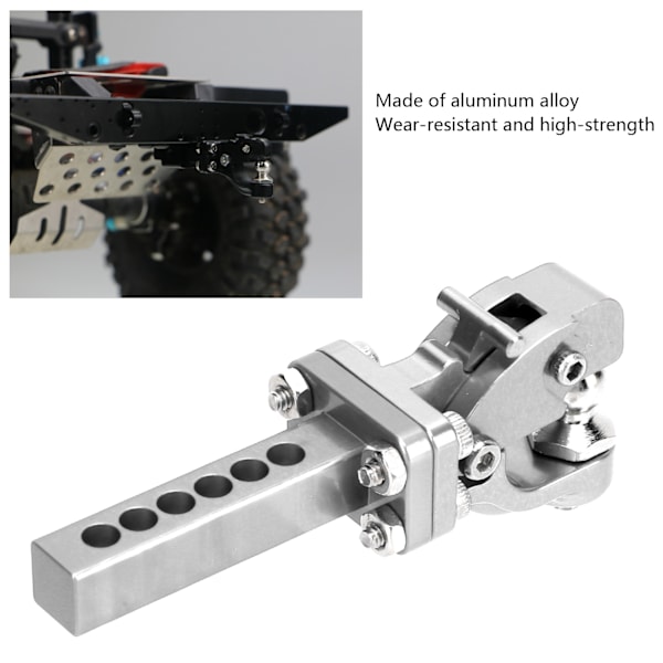 RC-auton perävaunun koukku alumiiniseoksesta, kulutusta kestävä kauko-ohjattavan auton hinauskoukku 1/10 RC:lle Traxxas TRX4 SCX10 90046 90047Silver