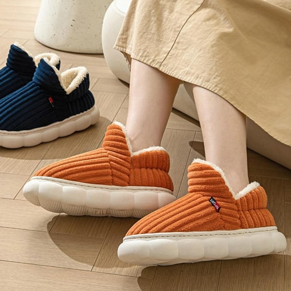 Dam & Herr Bootiestoffel Plush Varma Inomhus & Utomhus Skor Bekväma Fleecefodrade Minnesskumtofflor med Halksäker Sula