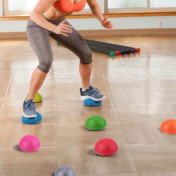 Uppblåsbara Half Yoga Balls, Massage Point Fitball övningar
