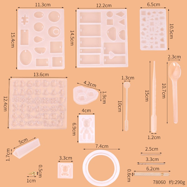 Silikonstøpeformer DIY gjenbrukbar håndverk smykkeanheng lage mold sett tilbehør