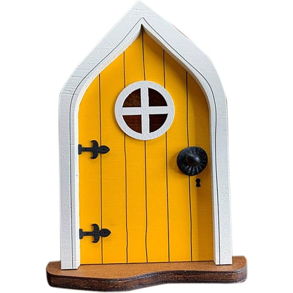 Mest populära Ao Pixie Door Fairy Door, Mus Door, Wooden Elf Door Open with Fun Pixie - DIY-dekoration - 3D Elf Door (Gul)