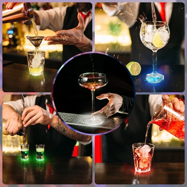 10 stk LED Bar Coasters, LED-klistremerkelys, LED-flaske